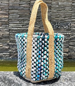 Sac fourre-tout bohème en jute, couleur unie, ouvert, écologique, pour la plage, sac à main pour femme, multicolore, réutilisable, sac de shopping design - Product Image 1