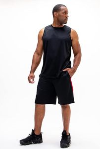 Shorts de sport mi-longs pour hommes, séchage rapide, pour la gym, la course et le basketball, motif uni, poches zippées, 100 % polyester, teint uni - Product Image 5