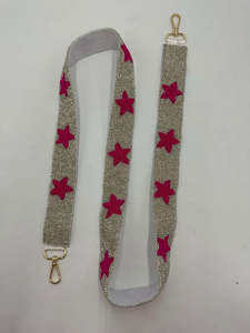 Sangle de guitare perlée - Sangle étoile perlée - Sangle de sac à main pour concert - Étoiles noires et dorées - Concert - Tournée - Jour de match - Product Image 2