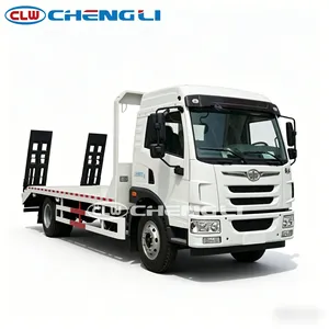Faw 16t Flatbed Truck Cargo Lorry Heavy Equipment Truck For Sale With Hydraulic Ramp For Machinery Transport At Factory Price - Product Image 4
