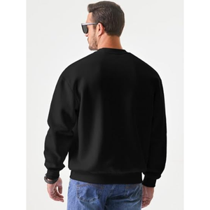 Sweat-shirt à col rond de couleur unie à coupe ample pour homme avec manches longues personnalisé directement des pulls d'usine pour le commerce extérieur - Product Image 2