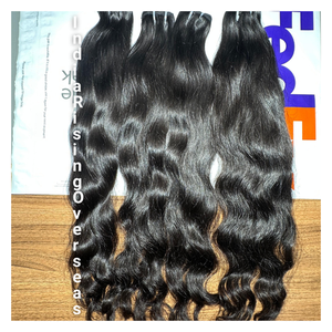 Alta calidad Raw Natural Wave indio humano solo donante Virgen sin procesar cutículas alineadas extensión de cabello doble dibujado - Product Image 3