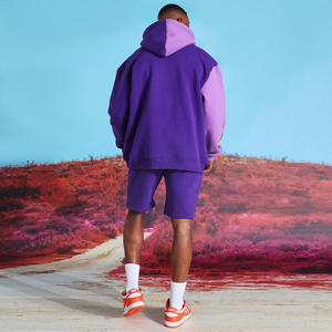 Dec Oem 60% algodón 40% poliéster llama Polar Color bloque dos tonos corte y coser Sudadera con capucha dos colores para Hombre Sudaderas con capucha púrpura viento - Product Image 3