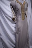 Qamis marocain prêt-à-porter en lin, soie et polyester, décontracté, longueur cheville, coupe régulière, respirant, fait main pour homme