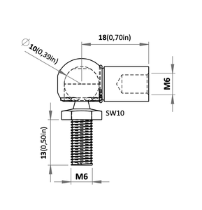 BJ034 M6-M6 rotule 10mm .39 tasse industrielle DIN71802 raccord d'extrémité de fixation de goujon en acier zingué pour joint de montage de vérin à gaz - Product Image 2