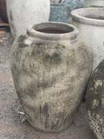 Pot de fleurs en céramique émaillée sablée Atlantis, pot en forme d'œuf, urne cylindrique avec trou de drainage pour une utilisation intérieure/extérieure, jardin domestique