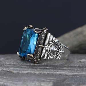 Azuris Custom Logo 925 Sterling Silver Ottoman Style <b>Men's</b> <b>Ring</b> Naturel <b>Black</b> Stone Handmade in Turkey VALKH1573 - Product Image 4