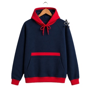 Sudadera con Capucha y Mangas con Detalles de la Hermandad Masónica Delta Sigma, Diseño Divine Nine, Algodón, Combinación Azul y Rojo - Product Image 1