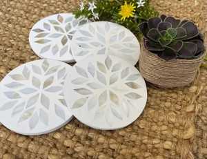 Trending Mother Of Pearl Coaster <b>Set</b> Unique Tea Cup Coaster for Home Hotel Restaurant Use Wholesale Price Handcrafted in India - Product Image 3