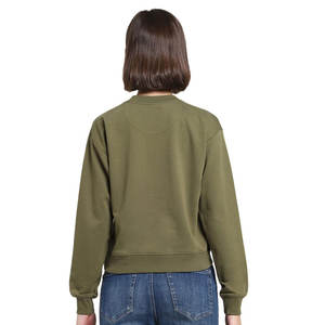 Sudadera ligera de punto de rizo pesado lavado con cuello redondo y logotipo personalizado para mujer - Product Image 2