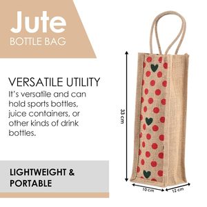 Sac de chalet en jute écologique avec fermeture ouverte Special Love Print Pack de 2 pour bouteille d'eau et de vin - Product Image 2