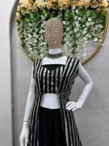 Beautiful Party Wear Top-Bottom And <b>Shrug</b> With Thread And Sequence - Product Image 5