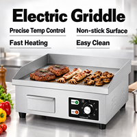Commerciële elektrische grillplaat 540mm plaat 3000W roestvrij staal aanrechtmodel Teppanyaki temperatuurregeling voor restaurants