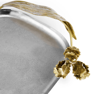 Bandeja grande de tulipán de lujo, bandeja de servicio de Metal Floral hecha a mano para uso elegante en el hogar y el hotel - Product Image 4