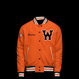 Chaqueta Varsity de Satén Personalizada de Nueva Llegada, Cuello Alto, Mangas de Cuero Sintético, Color y Logotipo Personalizados, Impermeable y Resistente al Viento para Hombre - Product Image 1
