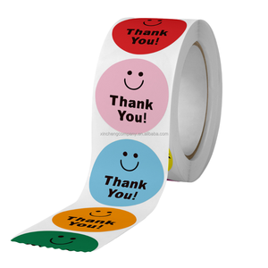 Wholesale <b>Waterproof</b> Paper 1 Inch Yellow Smiling Face Adhesive <b>Label</b> Sticker 500PCS/Roll Gift Bag Box Packaging Decoration - Product Image 2