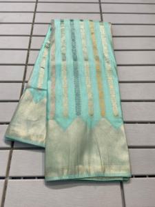 ผ้าส่าหรีผ้าไหมสำหรับผู้หญิงผ้าคอตต้อนทอ Zari ผ้ากำมะหยี่ทันสมัยสำหรับงานแต่งงานและงานปาร์ตี้ - Product Image 3