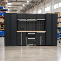 Armoire de rangement d'outils de garage en acier SPCC robuste sur mesure avec tiroirs verrouillables, panneau perforé et établi OEM ODM