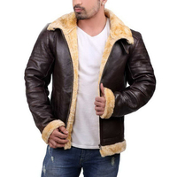 Nouvelle arrivée, veste d'hiver pour homme Shear-Ling B3, qualité supérieure, cuir et toile imperméables, coupe-vent, respirante, col montant
