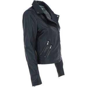 Femmes haut tendance personnalisé automne hiver vestes en cuir solide col tournant conception manches longues respirant doublure en Satin - Product Image 2