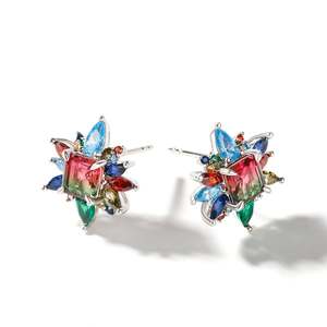 Boucles d'oreilles fines Jeulia en argent sterling avec émeraude taille brillant - Product Image 3
