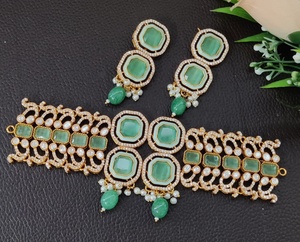 Monalisa Cutting Stone Moissanite polki Necklace <b>Set</b> Monalisa <b>Beads</b> Premium Quality <b>Set</b> Ideal For Party Wear, Festive Occasions - Product Image 2