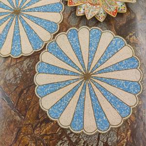 Handcrafted Round Glass Bead <b>Placemat</b> in Sky Blue and <b>White</b> Beaded Table Mat for Dining, Weddings, and Elegant Table Settings - Product Image 3