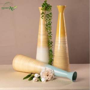 Thanh Nam Arts Modern Coiled Tall Spun Bamboo Tabletop <b>Vase</b> with Natural Gradient Finish Eco-Friendly - Product Image 6
