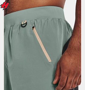 Short de gymnastique athlétique pour hommes avec poches zippées Vente en gros Short d'entraînement de jogging Motif solide Anti-rides Fitness Exercise Wear - Product Image 6