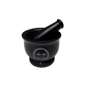 Mortier et pilon en stéatite de couleur noire en Smiley peint pour la médecine épices herbes à prix abordable - Product Image 1