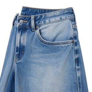 Jean en denim taille haute ample et large pour femme, style streetwear Y2K, teint en pièce, délavé vintage, écoresponsable, coupe ample et longue - Product Image 5