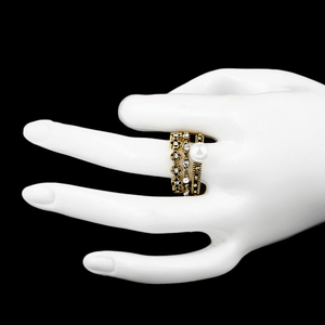 Bague fantaisie en pierre pour femme - Dorée - Product Image 2
