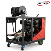Nettoyeur haute pression diesel 45HP 150 bars 2200 psi pour aéroports, infrastructures ferroviaires, centres commerciaux, systèmes de drainage des eaux usées et dragage