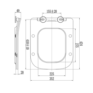 Asiento de Inodoro Cuadrado Delgado Blanco Termoestable - Product Image 6