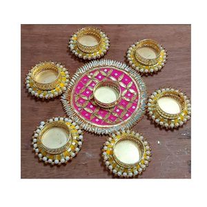 Multi-Color Traditional Rangoli Mat for Diwali Vibrant Intricate Design Wedding Centerpiece Table Decoration for Candle <b>Holders</b> - Product Image 1