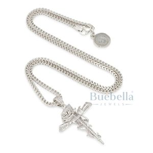 Lujo de los hombres rapero estilo diamante Bling nombre personalizado Iced Rose Thorned Cruz colgante collar cubano Moissanite colgantes encantos - Product Image 6