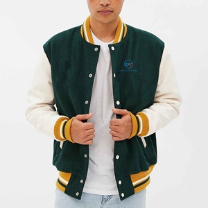 Chaqueta de Béisbol con Parches Personalizados de Nuevo Diseño 2025 para Hombre y Mujer, Mangas de Cuero Genuino de Alta Calidad, Ropa Universitaria - Product Image 1