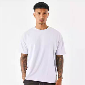 T-shirt pour homme coupe classique 100% coton de qualité supérieure, design à épaules tombantes, imprimé cool à carreaux, col rond, tissu jersey 300g - Product Image 4