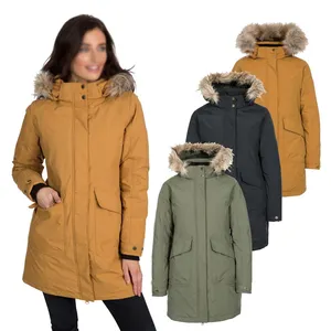 Dames Gewatteerde Donsjas Met Capuchon En Meerdere Zakken Herfst Winter Lange Dames Winddichte Parka Jas