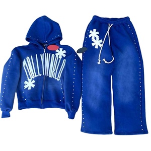 Survêtement personnalisé de qualité supérieure et respirant, en promotion, pour homme, style décontracté, avec strass - Product Image 1