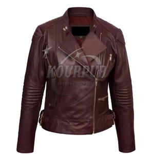2025 nueva moda mujer rojo marrón Reversible chaqueta de piel sintética 100% PU Logotipo de piel de oveja en la parte delantera Otoño Invierno estilo - Product Image 3