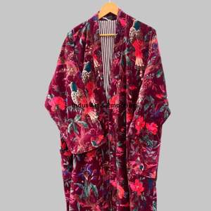 Kimono en velours de coton imprimé à la main en gros - Product Image 4