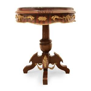 Table d'entrée classique de luxe en marbre, bois et laiton - Product Image 4