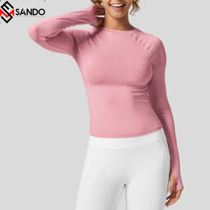 Veste de sport à manches longues avec fermeture à glissière intégrale personnalisée de haute qualité pour femmes vêtements de sport à manches zippées pour la course à pied de yoga grande taille - Product Image 4
