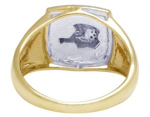 Anillo de Diamante Cultivado en Laboratorio con Corte Redondo, Engaste de Puntas, Chapado en Rodio, Estilo Hip Hop, Oro Amarillo de 10k para Hombre - Product Image 4