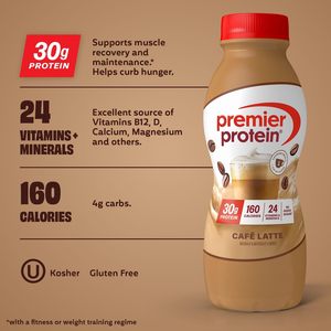 Batido de Proteína Premier, Café Latte con Cafeína para Energía – 30 g de Proteína, 11.5 fl oz, Paquete de 6 - Product Image 2