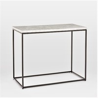 Table basse moderne en métal et bois avec plateau en marbre et cadre doré, meubles de salon