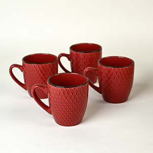 Tasses à café en céramique grès à motif Merlot Love, écologiques, compatibles lave-vaisselle, lot de 4, capacité 14 oz, avec logo gravé au laser - Product Image 2