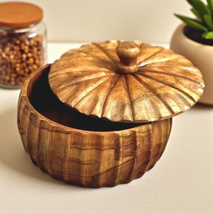 กล่องขนมปังโรตีแบบหมุนทนทานสำหรับเก็บจานทำจากไม้มะม่วงปลอดภัยและมีสไตล์ - Product Image 3