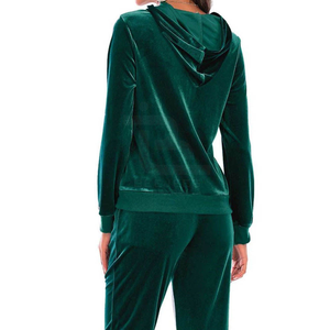 Stylish Ladies Plus Size <b>Velour</b> <b>Tracksuit</b> Elegant Full Sleeve Zip Front Hoodie With Drawstring Pants In Multiple Patterns - Product Image 6